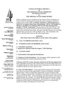 NOTICE OF PUBLIC MEETING of THE ARIZONA STATE COMMITTEE ON TRAILS (ASCOT) of THE ARIZONA STATE PARKS BOARD