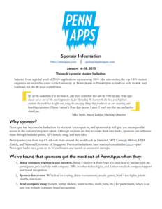 Sponsor Information http://pennapps.com   January 16-18, 2015