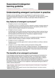 Kindergarten: Understanding emergent curriculum in practice