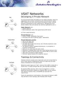 VSAT Networks Star Developing A Private Network In an environment fibre and ADSL are not readily available, where an organisation has complex connectivity and communications needs,