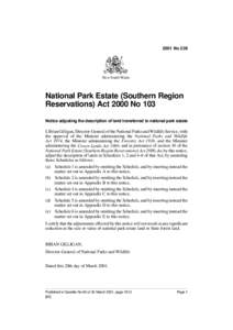 2001 No 239  New South Wales National Park Estate (Southern Region Reservations) Act 2000 No 103