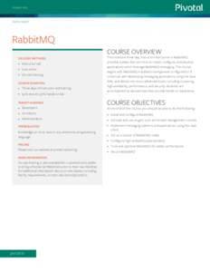 RABBITMQ  DATA SHEET RabbitMQ COURSE OVERVIEW