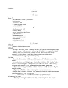 ET95FANS  ANSWERS I. (60 min.) Issues: A. - Mo. inheritance scheme (3 situations)