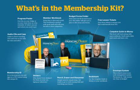 What’s in the Membership Kit? Member Workbook Progress Poster Post this on your fridge or on your closet door as a fun