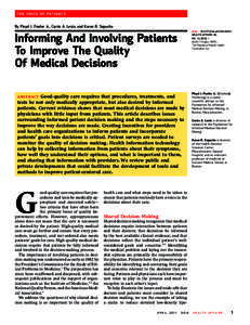 The Voice Of Patients By Floyd J. Fowler Jr., Carrie A. Levin, and Karen R. Sepucha doi: [removed]hlthaff[removed]HEALTH AFFAIRS 30, NO[removed]): – ©2011 Project HOPE—