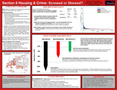 Kathleen Gallagher, Troy Payne, John E. Eck, & James Frank Section 8 Housing & Crime: IS SECTION 8 A PROBLEM?