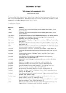 ST MARK’S REVIEW Title index to issues nosprepared by Alan Wilson) This is a modified KWOC (Keyword-out-of-Context) index to significant words or phrases which occur in the titles of articles in St Mark’s Rev