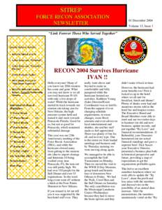 SITREP FORCE RECON ASSOCIATION NEWSLETTER 01 December 2004 Volume 15, Issue 1