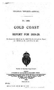 Annual Report of the Colonies, Gold Coast, [removed]