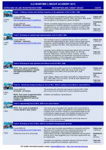 ILO MARITIME LABOUR ACADEMY 2015 DATES AND ON LINE REGISTRATION FORM DESCRIPTION AND TARGET GROUP  COSTS