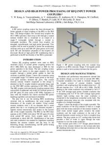 Design and High Power Processing of RFQ Input Power Couplers