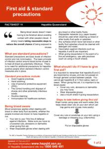 First aid & standard precautions FACTSHEET 11 Hepatitis Queensland