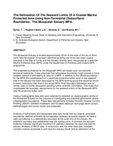 THE DELINEATION OF THE SEAWARD LIMITS OF A MARINE PROTECTED AREA USING NON-TERRESTRIAL (SUBSURFACE) BOUNDARIES - THE MUSQUASH E