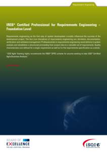 Software requirements / Systems engineering / International Requirements Engineering Board / Requirement / Professional certification / Non-functional requirement / CPRE