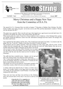 Shoestring 1  Shoe String Newsletter of The Dialysis and Transplant Association of Victoria Inc Registered Number A 12114