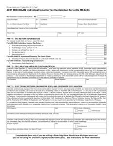 MI-8453, 2011 Michigan Individual Income Tax Declaration for e-file