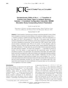 1484  J. Chem. Theory Comput. 2007, 3, [removed]Solvatochromic Shifts of the n f π* Transition of Acetone from Steam Vapor to Ambient Aqueous