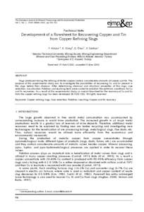 The European Journal of Mineral Processing and Environmental Protection Vol. 2, No. 2, [removed], 2002, pp[removed]Technical Note  Development of a Flowsheet for Recovering Copper and Tin