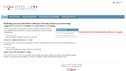 Select Submit my dissertation/thesis to begin.  First time users will need to click Create new Student account link.