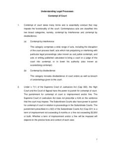 Abuse of the legal system / Civil law / Contempt of court / Contempt / Appeal / Sub judice / Offence of scandalizing the court in Singapore / Contempt of Parliament / Law / Legal procedure / Common law