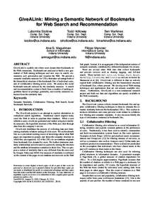 Computing / Social bookmarking / GiveALink.org / World Wide Web / Information retrieval / Collaborative filtering / Recommender system / Semantic similarity / Bookmark / Software / Collaboration / Social information processing