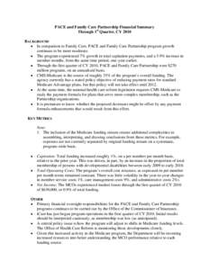 2010 Partnership and PACE Financial Summary Through First Quarter