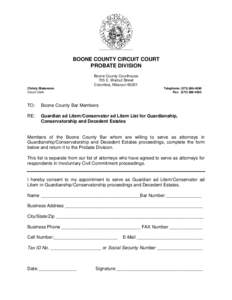 BOONE COUNTY CIRCUIT COURT PROBATE DIVISION Boone County Courthouse 705 E. Walnut Street Columbia, MissouriChristy Blakemore