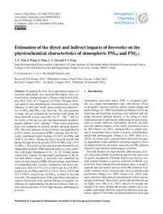 Atmos. Chem. Phys., 14, 9469–9479, 2014 www.atmos-chem-phys.netdoi:acp © Author(sCC Attribution 3.0 License.  Estimation of the direct and indirect impacts of fireworks on t