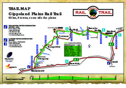 TRAIL MAP Gippsland Plains Rail Trail 63 km, 8 towns, come ride the plains WELLINGTON VISITOR INFORMATION CENTRE - SALE	 Princes Highway, SALE