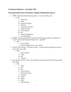 Microsoft Word - Woonasquatucket River Freshwater Quality Existing Data Sources.doc