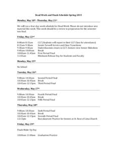 Microsoft Word - Dead Week and Finals Schedule Spring 2015.docx