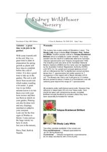 Newsletter #9 May 2009 Edition  Autumn – a great time to do jobs in the garden! With some warmth still