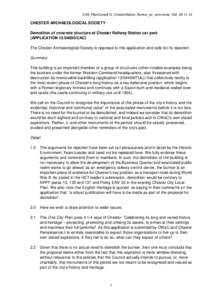 CAS_PlanConsult12_ChesterStation_Bunker_pc_comments_V02_29CHESTER ARCHAEOLOGICAL SOCIETY Demolition of concrete structure at Chester Railway Station car park (APPLICATIONCAC) The Chester Archaeological 