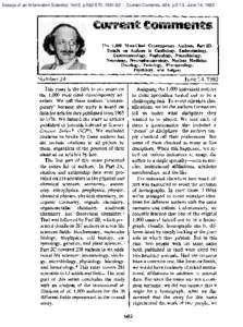 Essays of an Information Scientist, Vol:5, p, Current Contents, #24, p.5-13, June 14, 1982 The 1,000 Most-Ched Contemporary