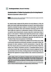Constitutionalism in Thailand: Key Questions of an On-Going Research