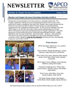 NEWSLETTER Member & Chapter Services Committee AugustMember and Chapter Services Committee Activities at NOLA