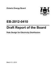 Ontario Energy Board  EBDraft Report of the Board Rate Design for Electricity Distributors