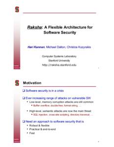 HC19Raksha- A Flexible Architecture for Software Security.v9.ppt