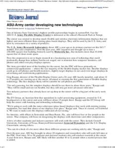 ASU-Army center developing new technologies - Phoenix Busines...