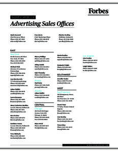 N O RT H A M E R I C A  Advertising Sales Offices Mark Howard Chief Revenue Officer Phone: ([removed]