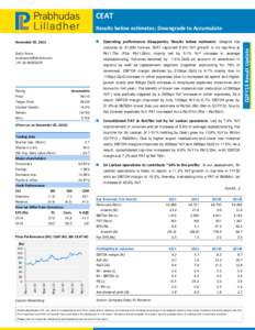 CEAT  November 05, 2012   Operating  performance  disappoints;  Results  below  estimates: Despite flat