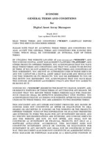    ICONOMI  GENERAL TERMS AND CONDITIONS  for  Digital Asset Array Managers  