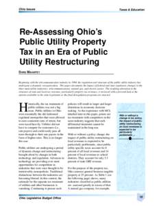 Ohio Issues  Taxes & Education Re-Assessing Ohio’s Public Utility Property