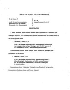 BEFORE THE FEDERAL ELECTION COMMISSION In the Matter of ) ) AIl-18 ) Agenda Document No[removed]