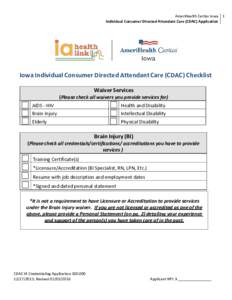 Iowa Individual Consumer Directed Attendant Care (CDAC) Checklist - Providers - AmeriHealth Caritas Iowa