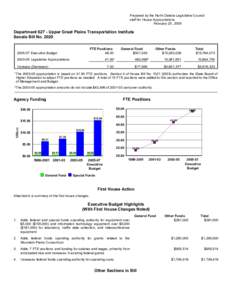 Prepared by the North Dakota Legislative Council staff for House Appropriations February 25, 2005 Department[removed]Upper Great Plains Transportation Institute Senate Bill No. 2020