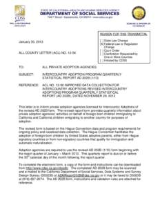 REASON FOR THIS TRANSMITTAL  January 30, 2013 ALL COUNTY LETTER (ACL) NO[removed]