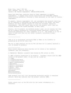 From: Tran, Dang P CTR (US) Sent: Tuesday, June 24, 2014 3:31 PM Subject: RE: Banned supplements (UNCLASSIFIED)ALCON, There have been many inquiries from all Army components on dietary supplements. I suggest every Active