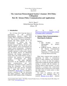 Eastern Region Technical Attachment NoMarch 2015 The American Meteorological Society’s Summer 2014 Policy Colloquium