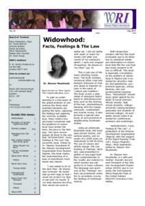 No 18  Aug 2010 Widowhood: